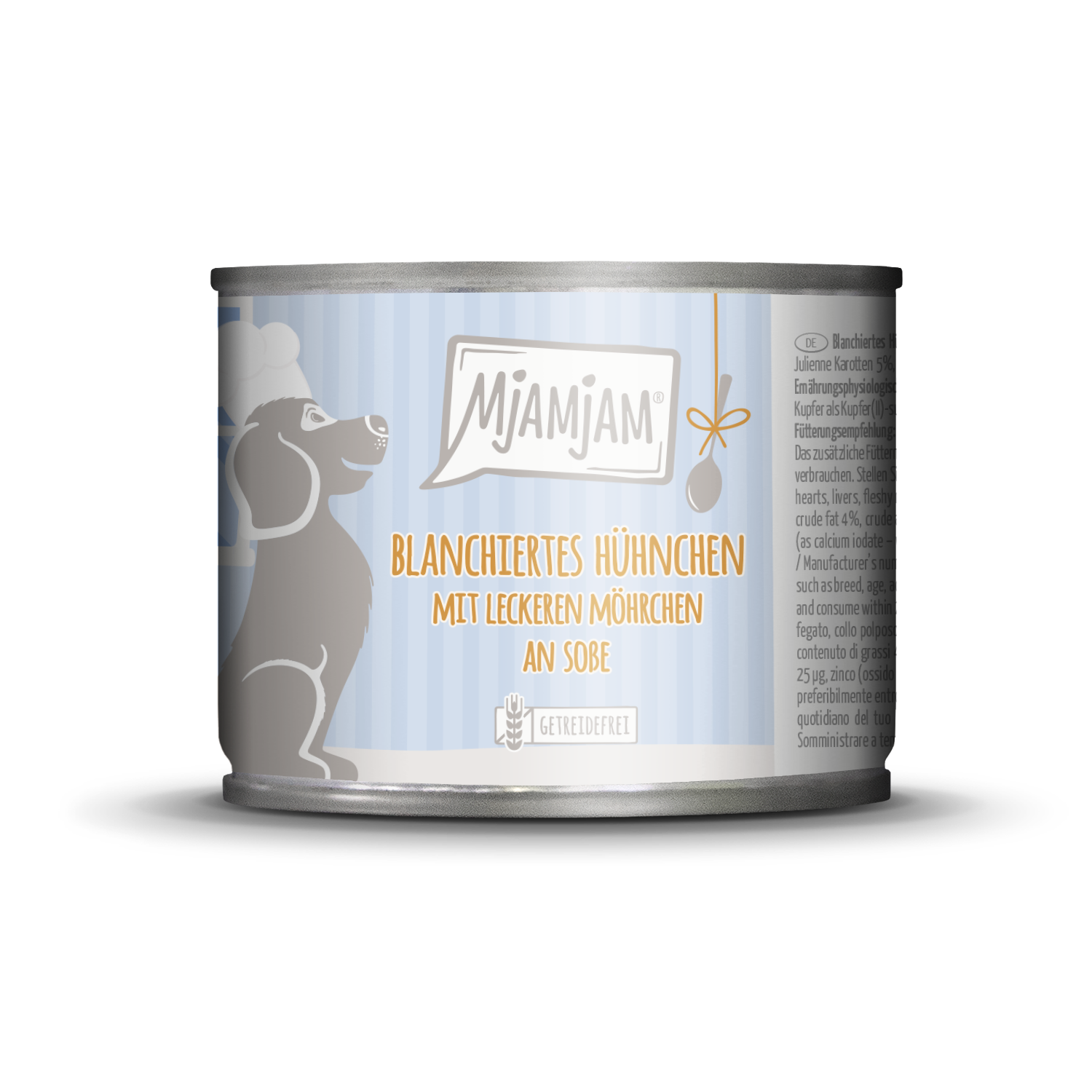 23001-MjAMjAM-Dog-Blanchiertes-H-hnchen-mit-leckeren-M-hrchen-an-Sosse-185g-1500px.png blanchiertes Hühnchen mit leckeren Möhrchen an Sosse 185 g – Bild 1