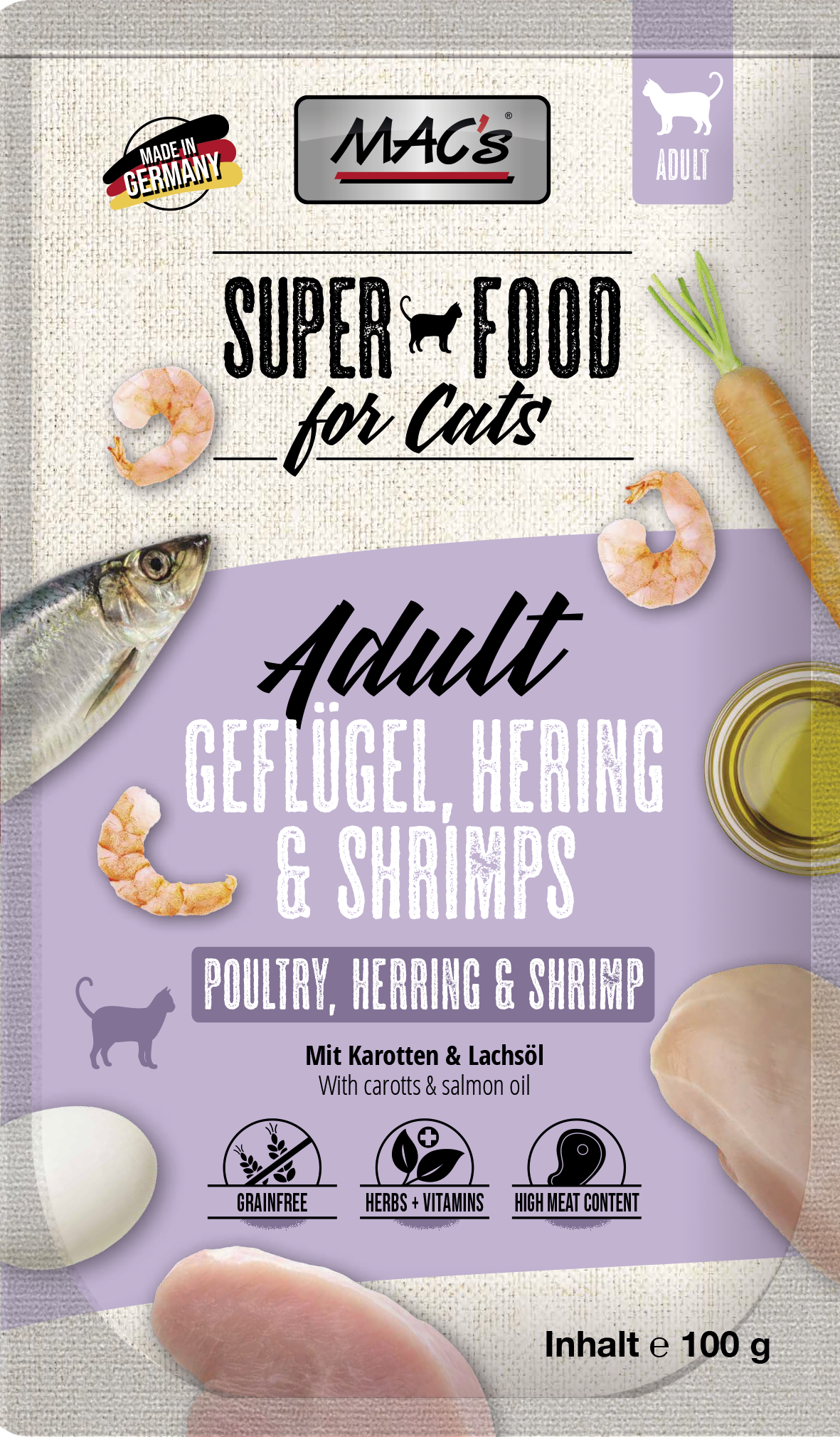Adult_GefluegelHeringShrimps_100g2.png CAT Pouch Geflügel & Hering & Shrimps 100 g – Bild 1