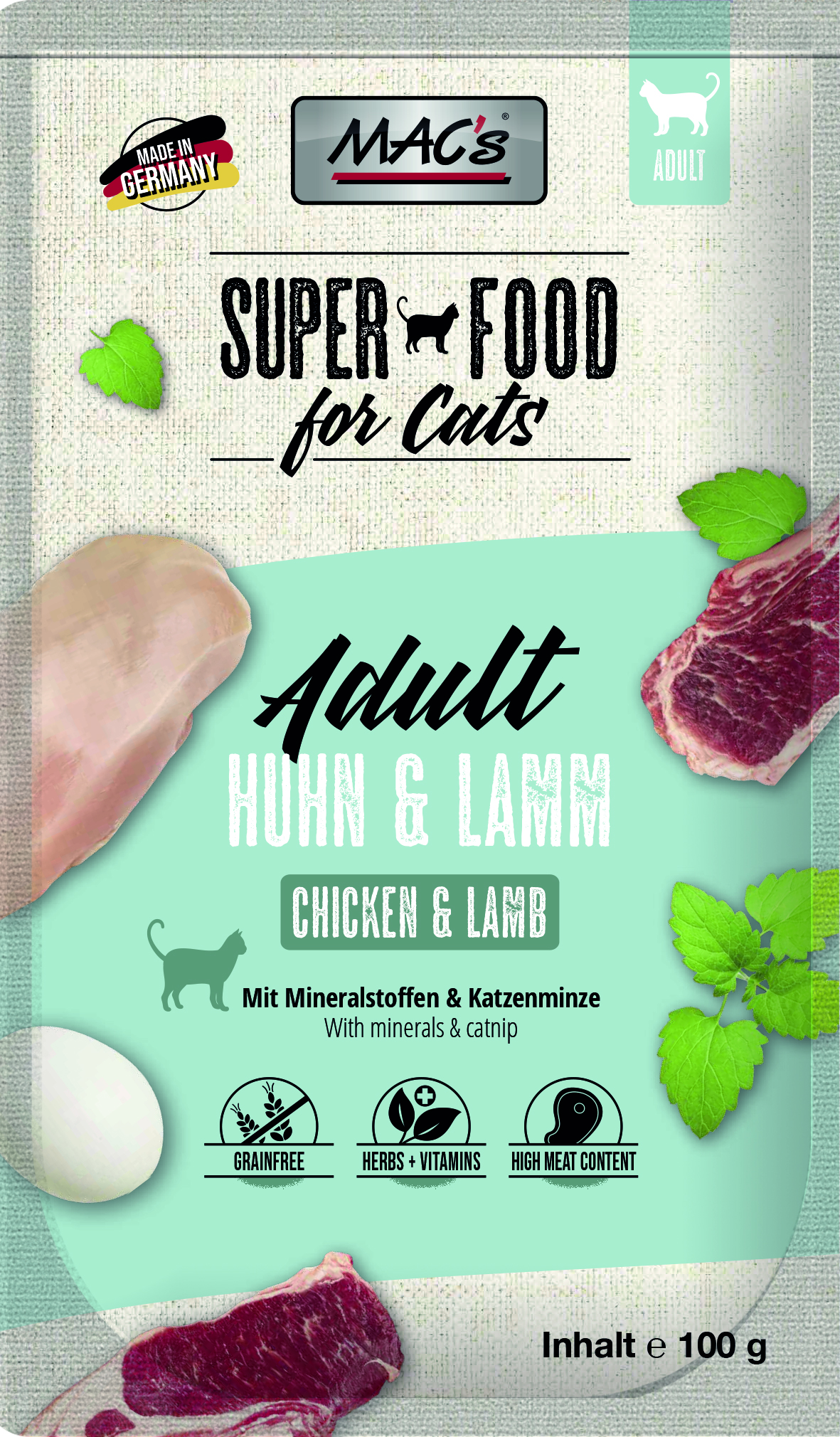 Adult_HuhnLamm_100g.jpg CAT Pouch Huhn & Lamm 100 g – Bild 1