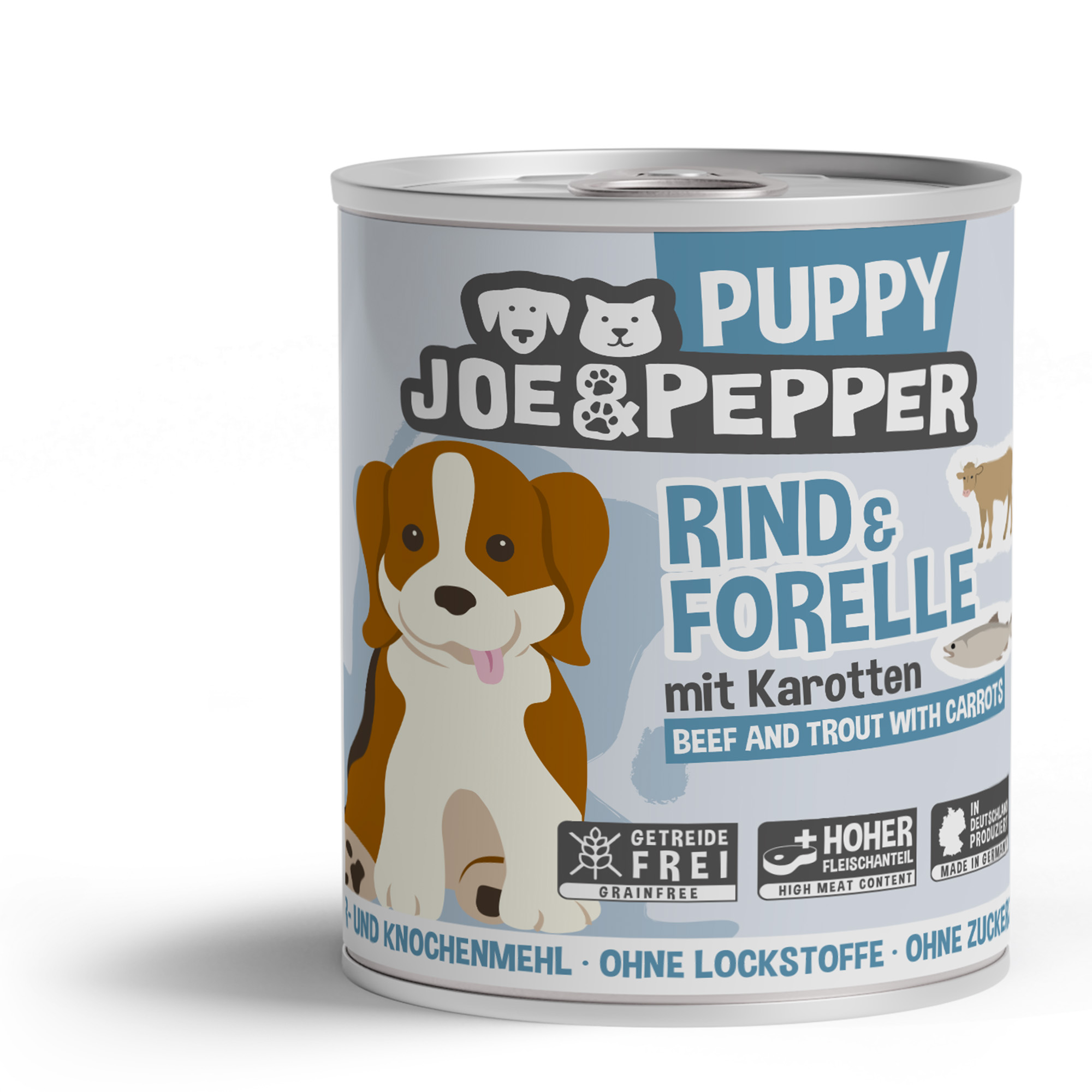 JuP_Hund_Puppy_800g.jpg Dog Puppy Rind & Forelle 400 g – Bild 1