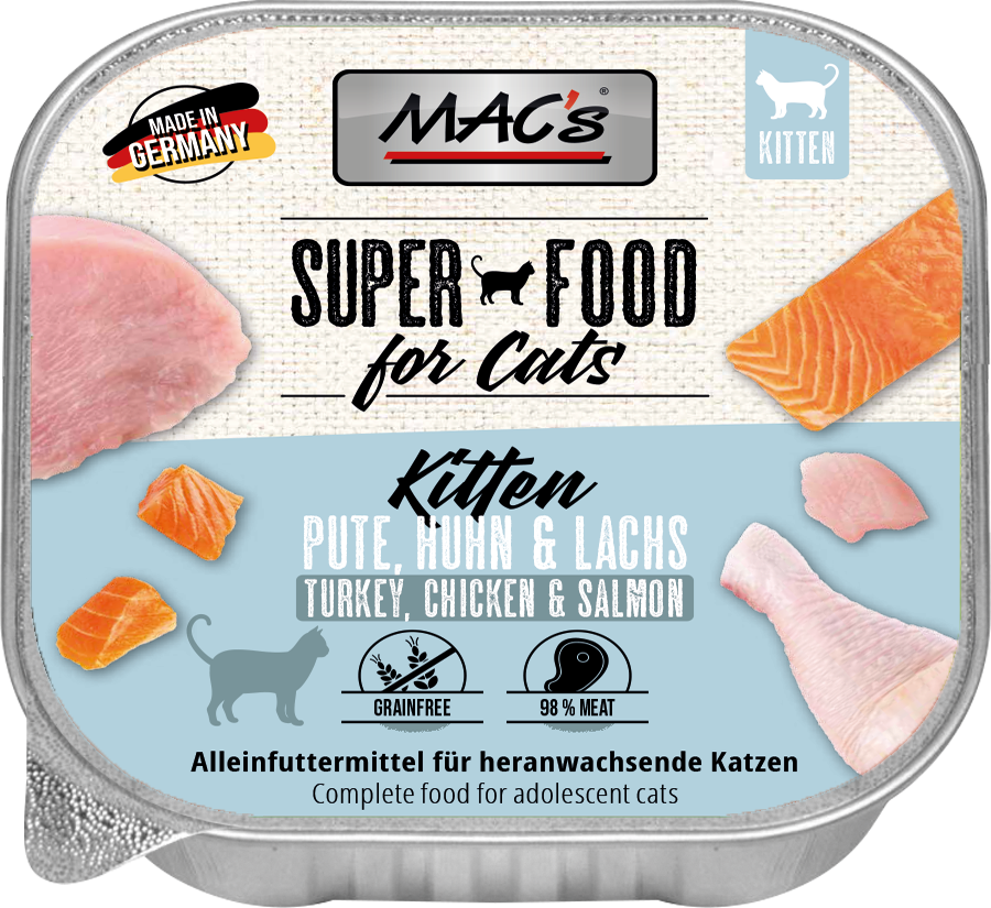 Kitten-PuteHuhnLachs.png Cat Kitten Pute Huhn und Lachs 100 g – Bild 1