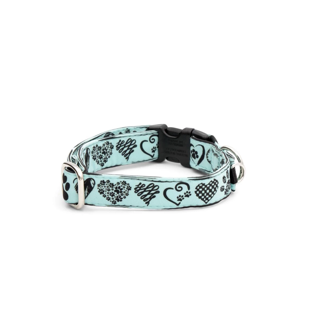 halsband-softshellstoff-kunststoffklemme_10.webp Hundehalsband mit Kunststoffklemme 2 cm Hearts Fresh Mint – Bild 1