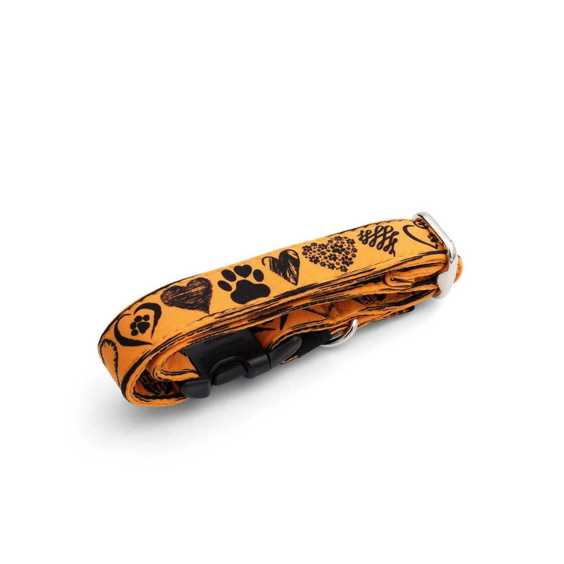 halsband-softshellstoff-kunststoffklemme_13.webp Hundehalsband mit Kunststoffklemme 2 cm Hearts Mustard Yellow – Bild 1