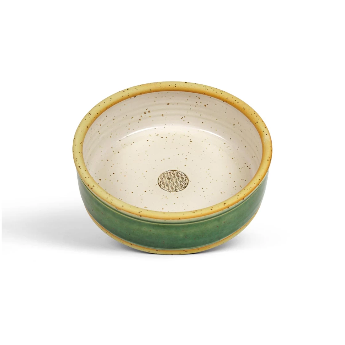 keramiknapf-gruen-blume-des-lebens-dunkel-s.webp Keramiknapf grün Blume des Lebens - dunkel S – Bild 1