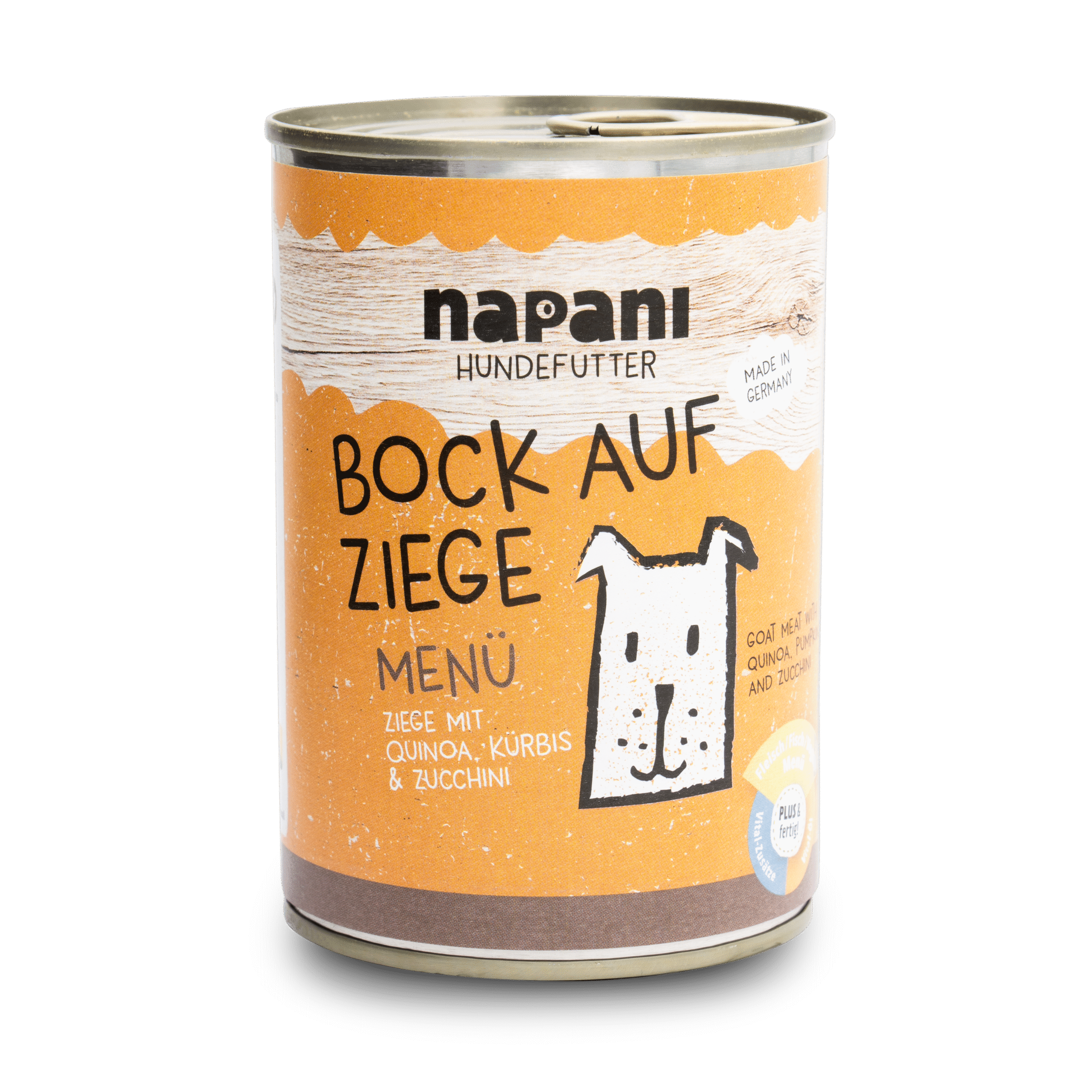 napani_bock_auf_ziege_400.png Menü für Hunde "Bock auf Ziege" mit Ziege und Quinoa 400 g – Bild 1