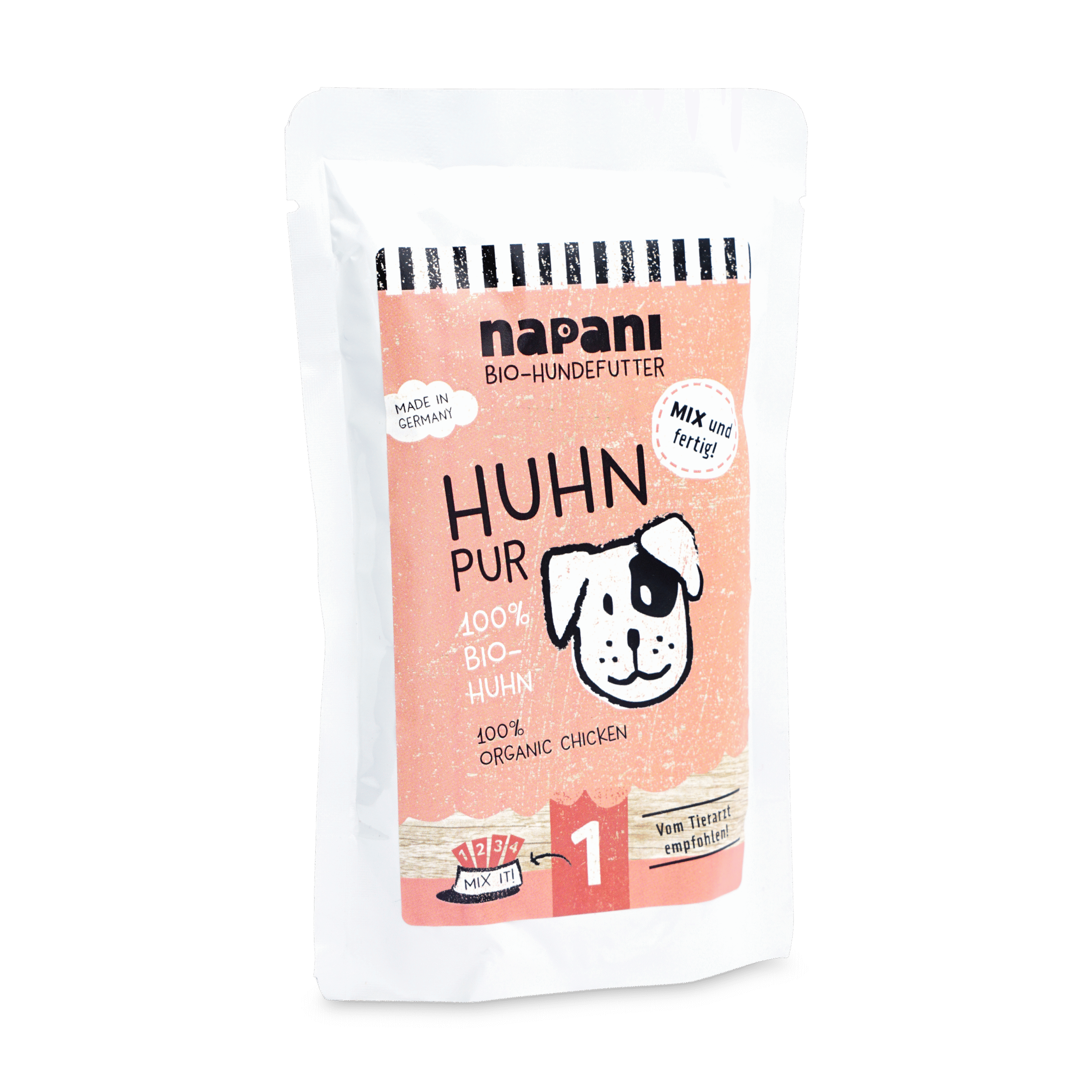 napani_huhn_pur_150.png Bio-Nassfutter für Hunde Huhn pur 150 g – Bild 1