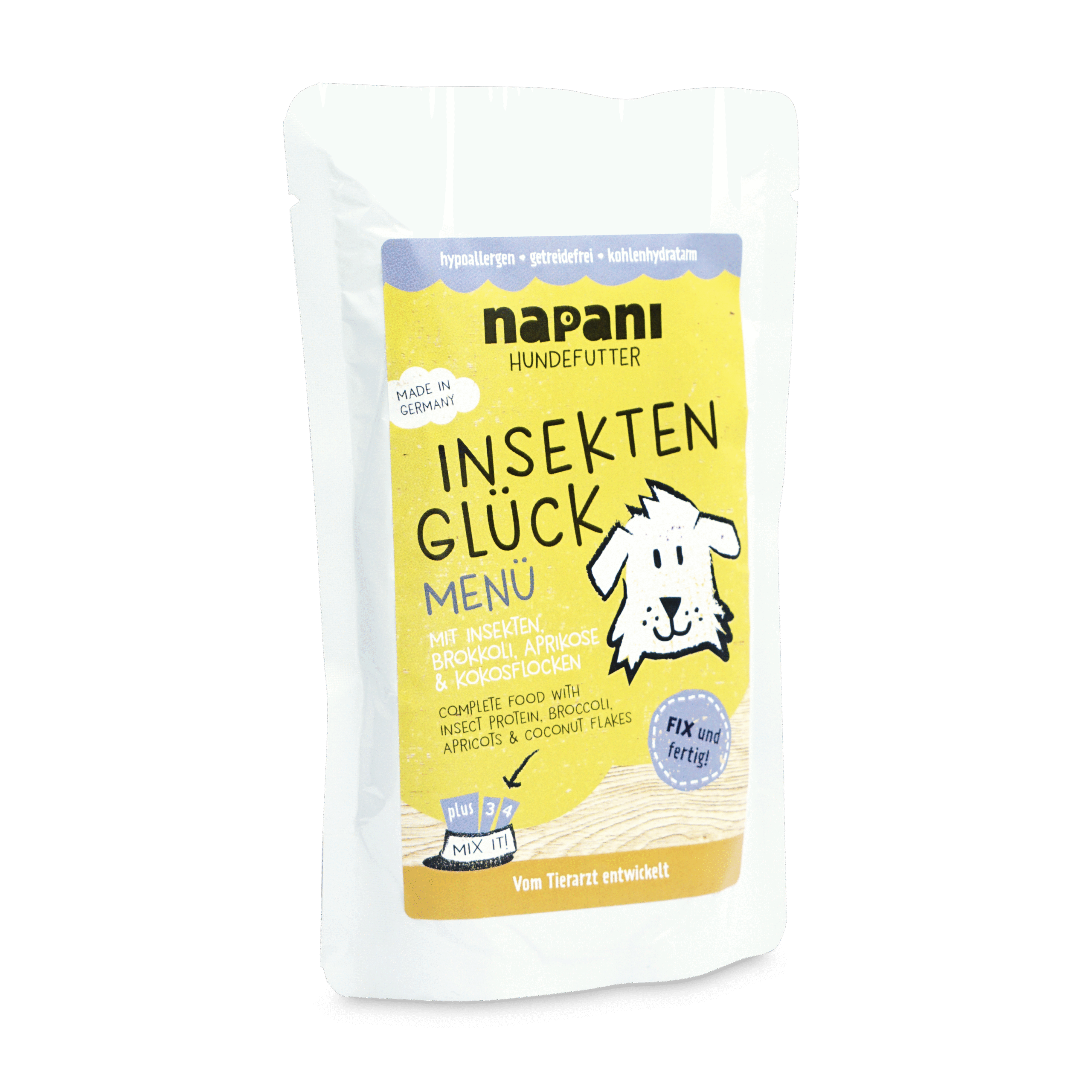 napani_insekten_glueck_150.png Menü für Hunde "Insekten Glück" mit Insektenprotein und Brokkoli 150 g – Bild 1