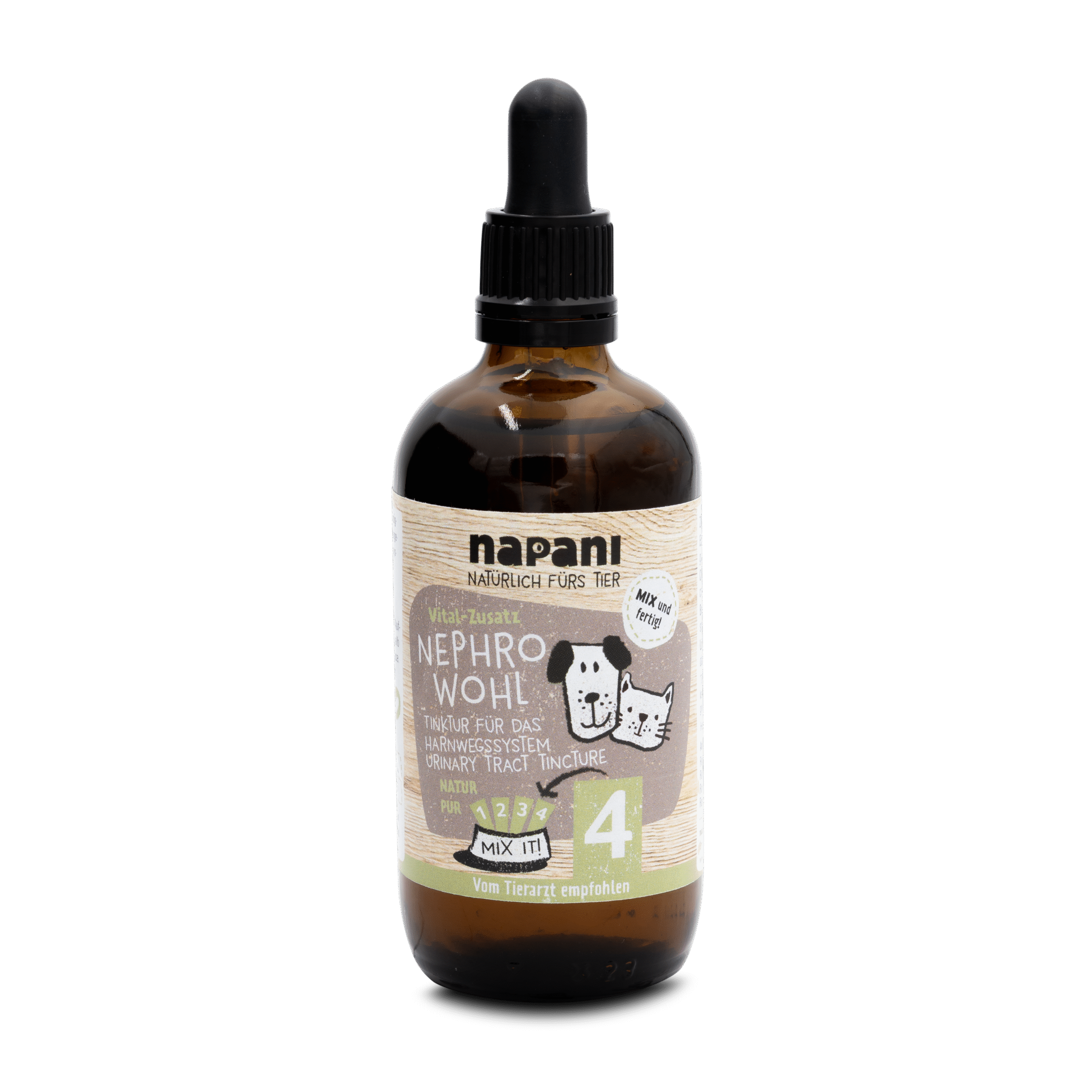 napani_nephro_wohl.png NephroWohl Harnwegs-Tinktur für Hunde & Katzen 100 ml – Bild 1
