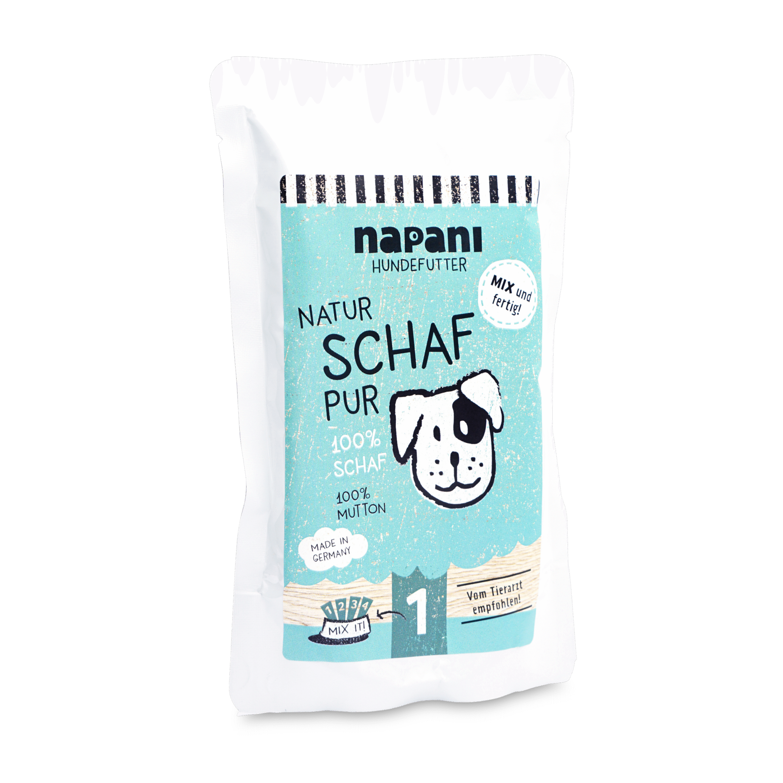napani_schaf_pur_150.png Nassfutter für Hunde Schaf pur 150 g – Bild 1