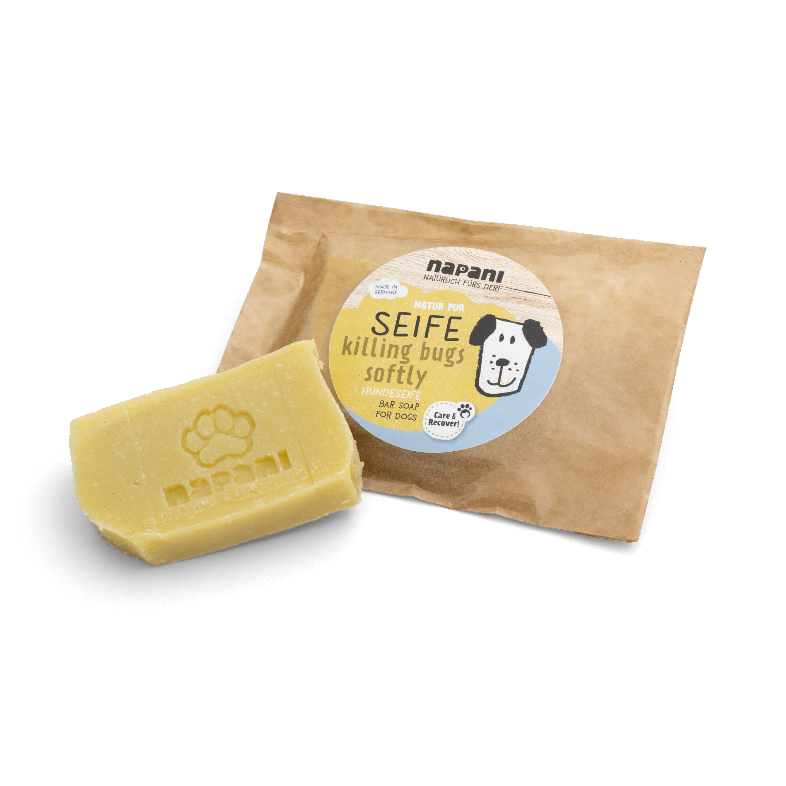 napani_seife_killing_bugs_softly_packung_inhalt.png Hunde Seife "killing bugs softly" 80 g – Bild 1