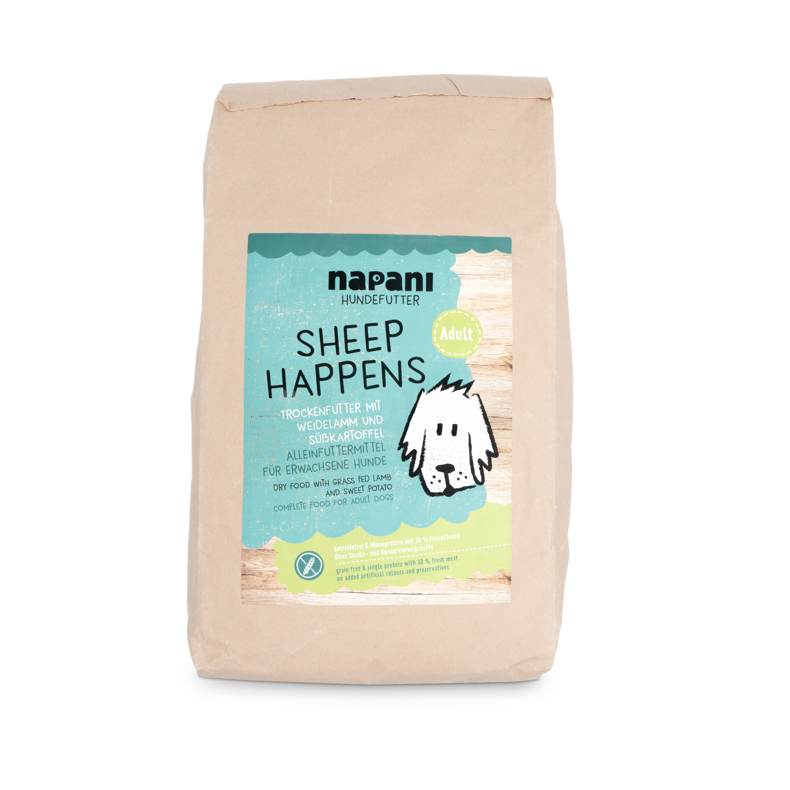 napani_sheep_happens_adult_kl.png Sheep Happens - napani Trockenfutter mit Weidelamm Adult 6 kg – Bild 1