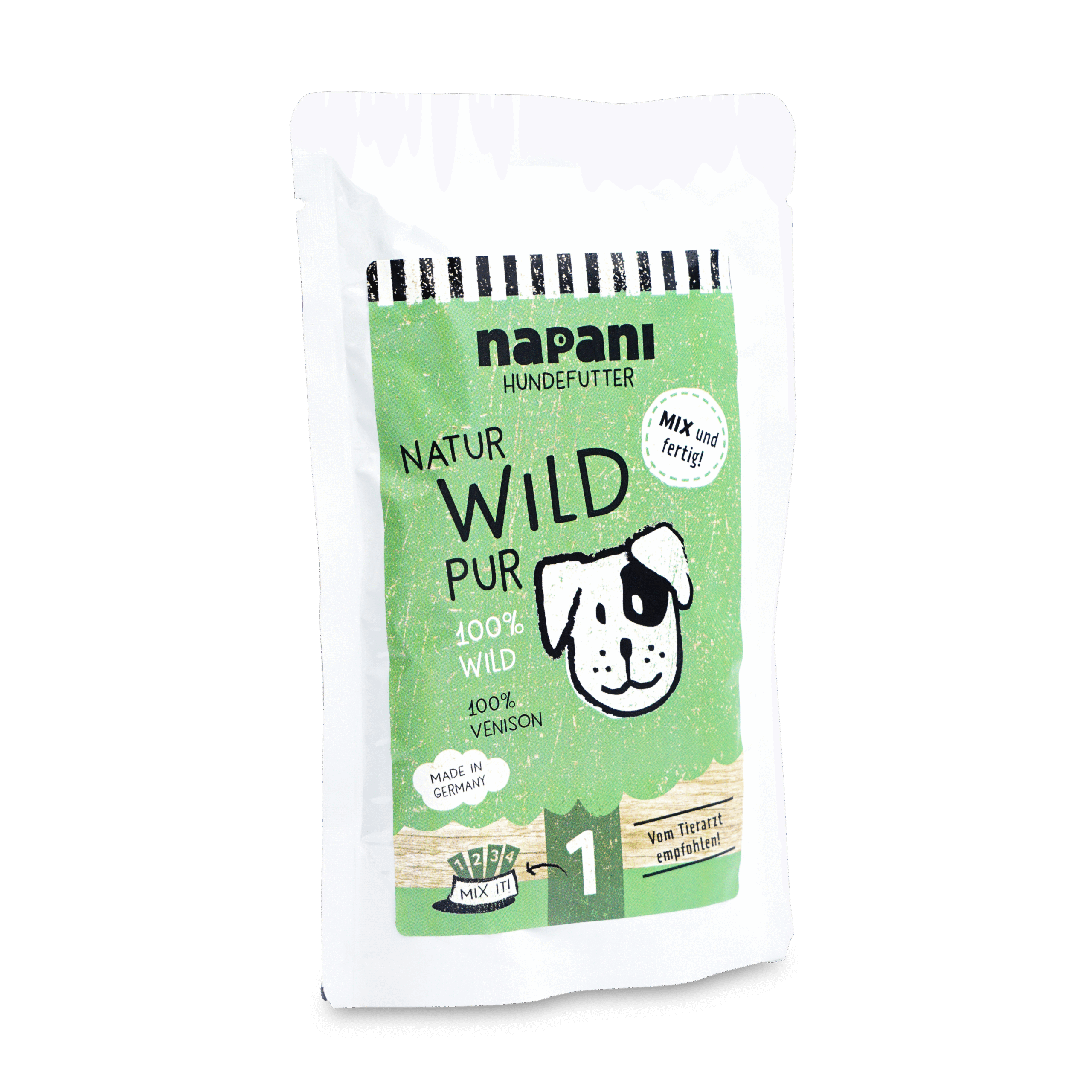napani_wild_pur_150.png Nassfutter für Hunde Wild pur 150 g – Bild 1