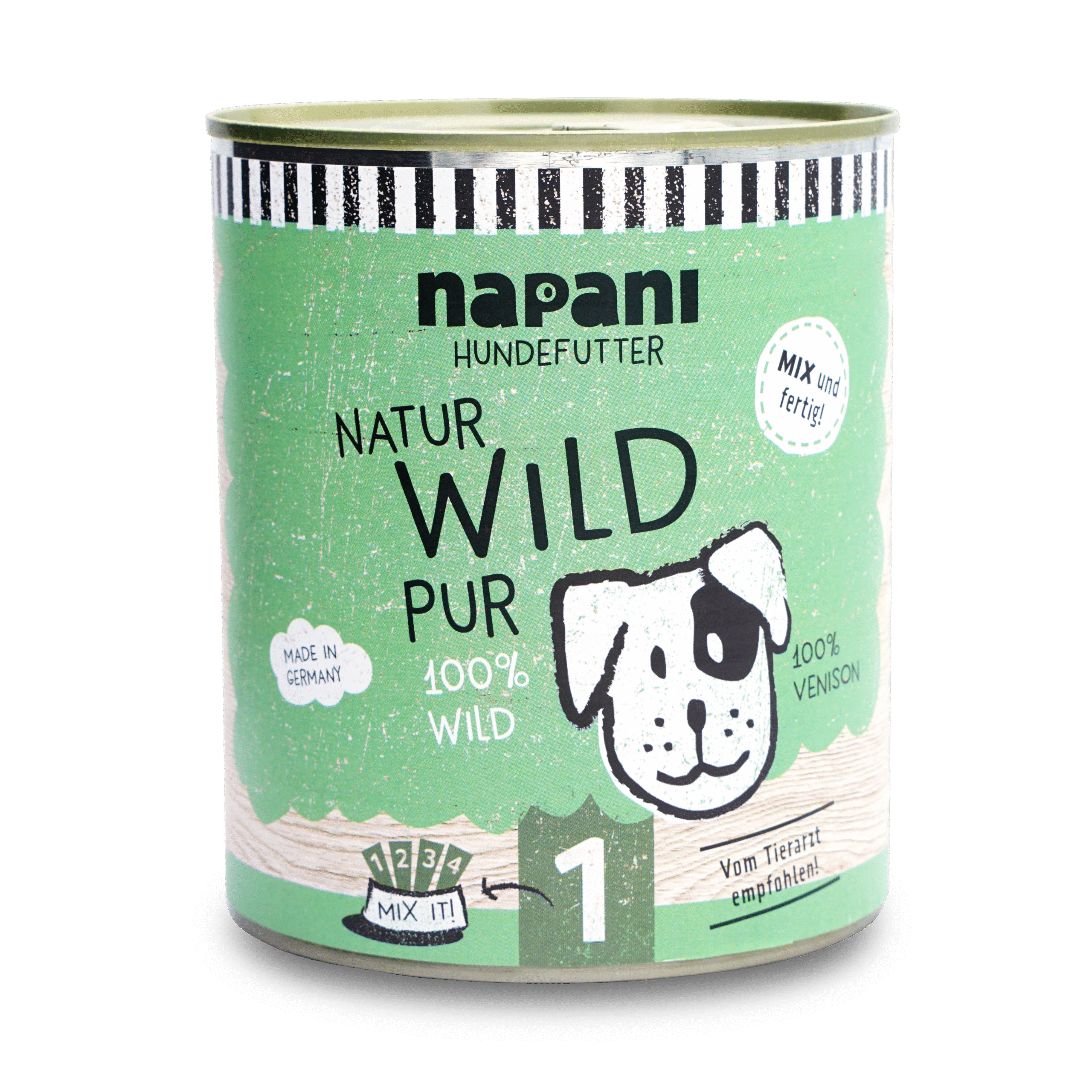 napani_wild_pur_800.png Dosenfutter für Hunde Wild pur 800 g – Bild 1