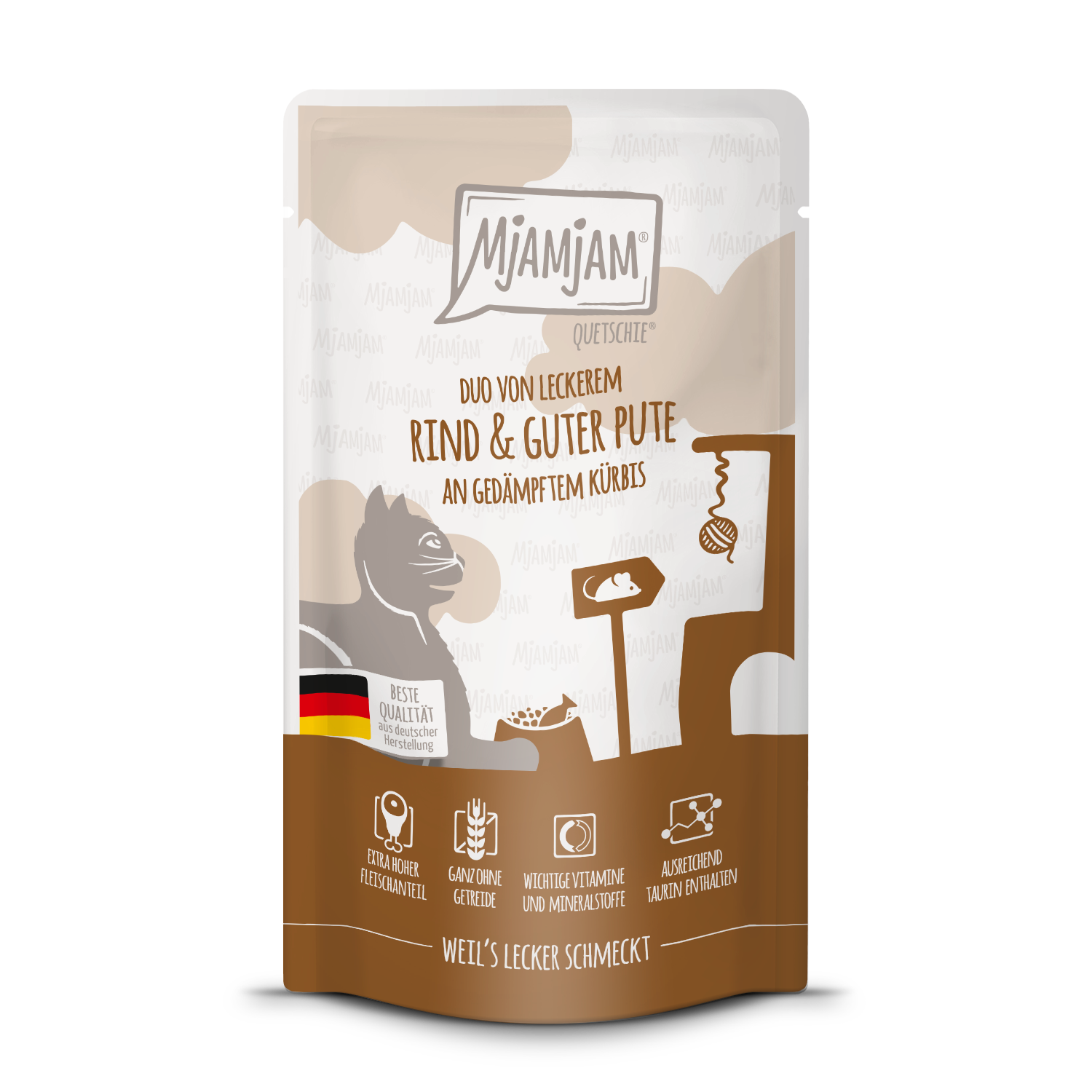 rind-und-gute-Pute.png DUO von leckerem Rind & guter Pute an gedämpftem Kürbis 125 g – Bild 1