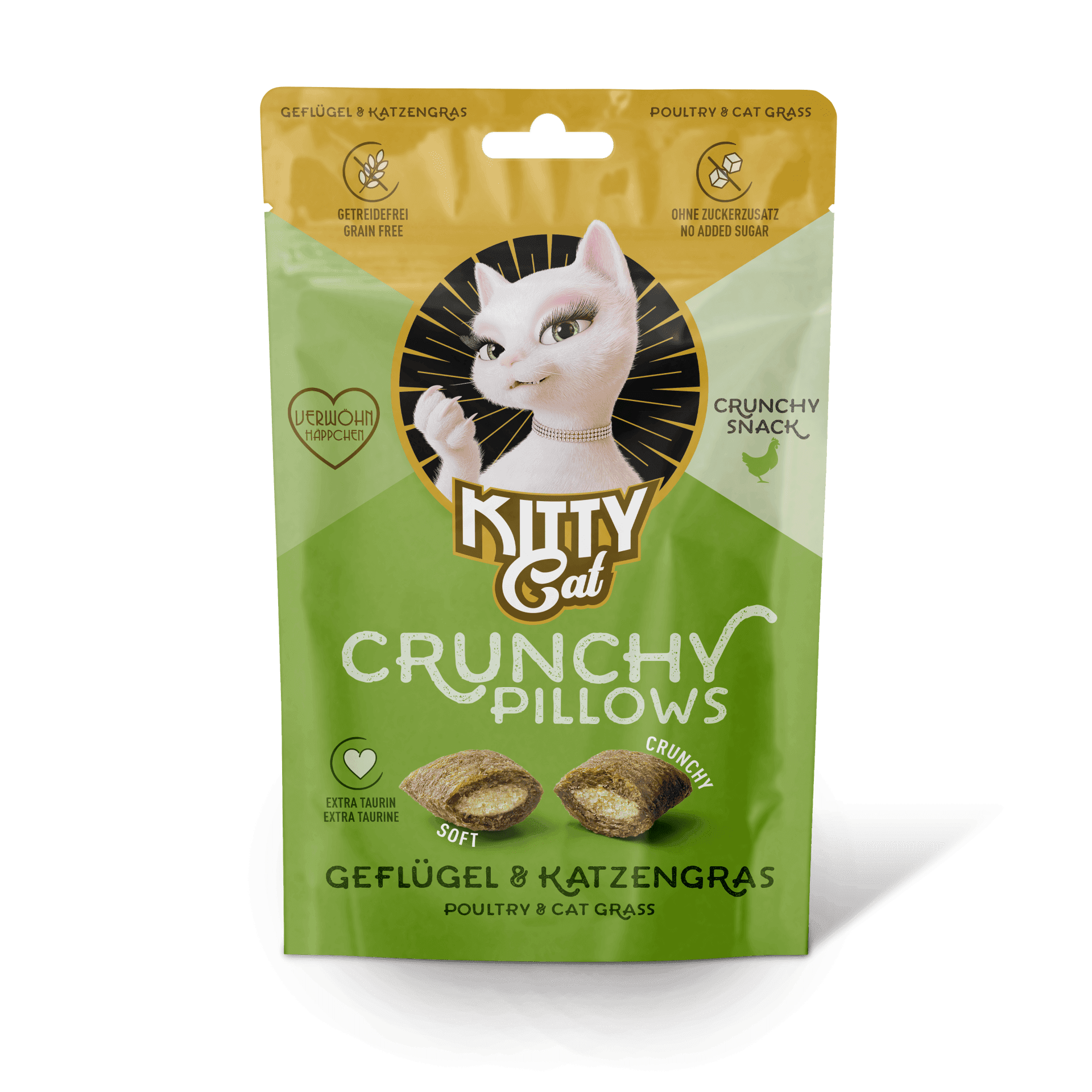 874706-main-de-kittycat_gefluegel_katzengras_1920x1920.png CRUNCHY Pillows Geflügel & Katzengras – Bild 1