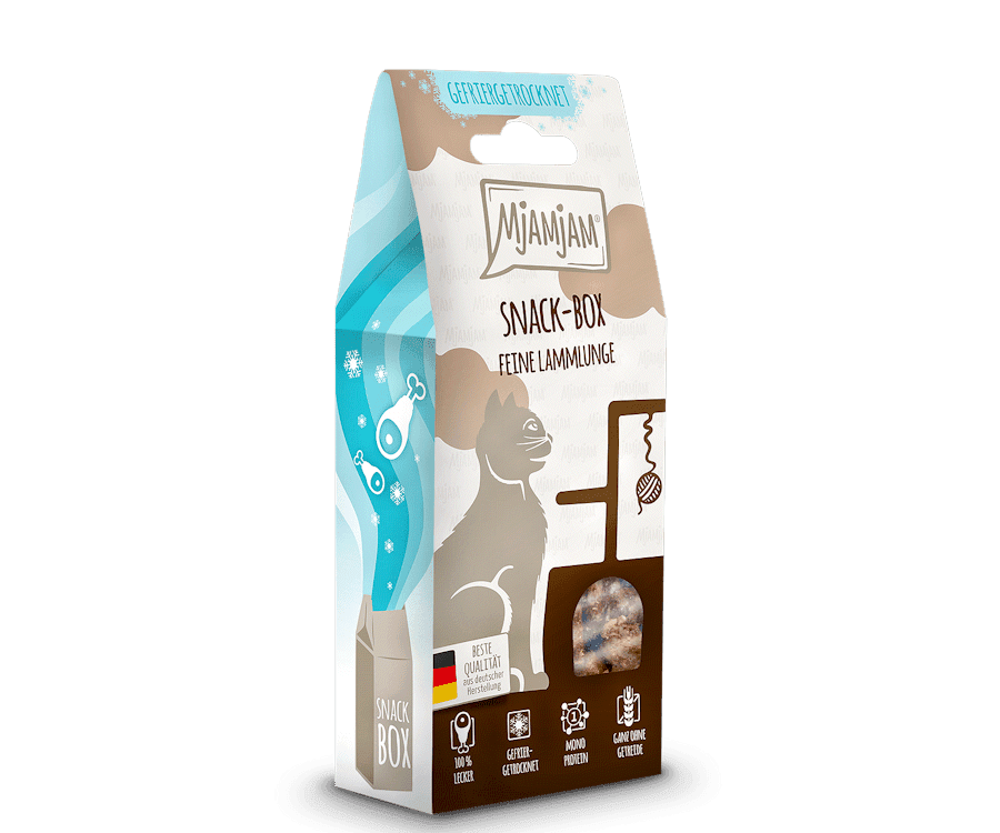 Mjamjam-Snack-Katze-Lammlunge.png Katze – Snackbox – feine Lammlunge – Bild 1