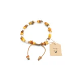 Bernstein Halsband mit Zirbenholzperlen für Hunde M