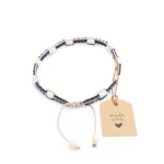 EM Halsband S Marineblau & Beige ohne Blume des Lebens