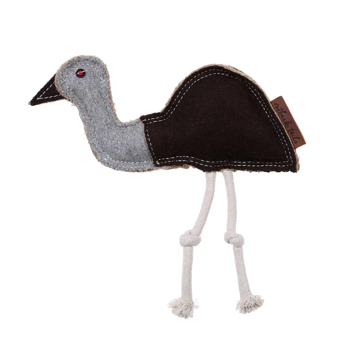 hundespielzeug-outback-tails-ernie-der-emu-aus-wollfilz-und-jute.webp Hundespielzeug "outback tails" - Ernie der Emu – Bild 1
