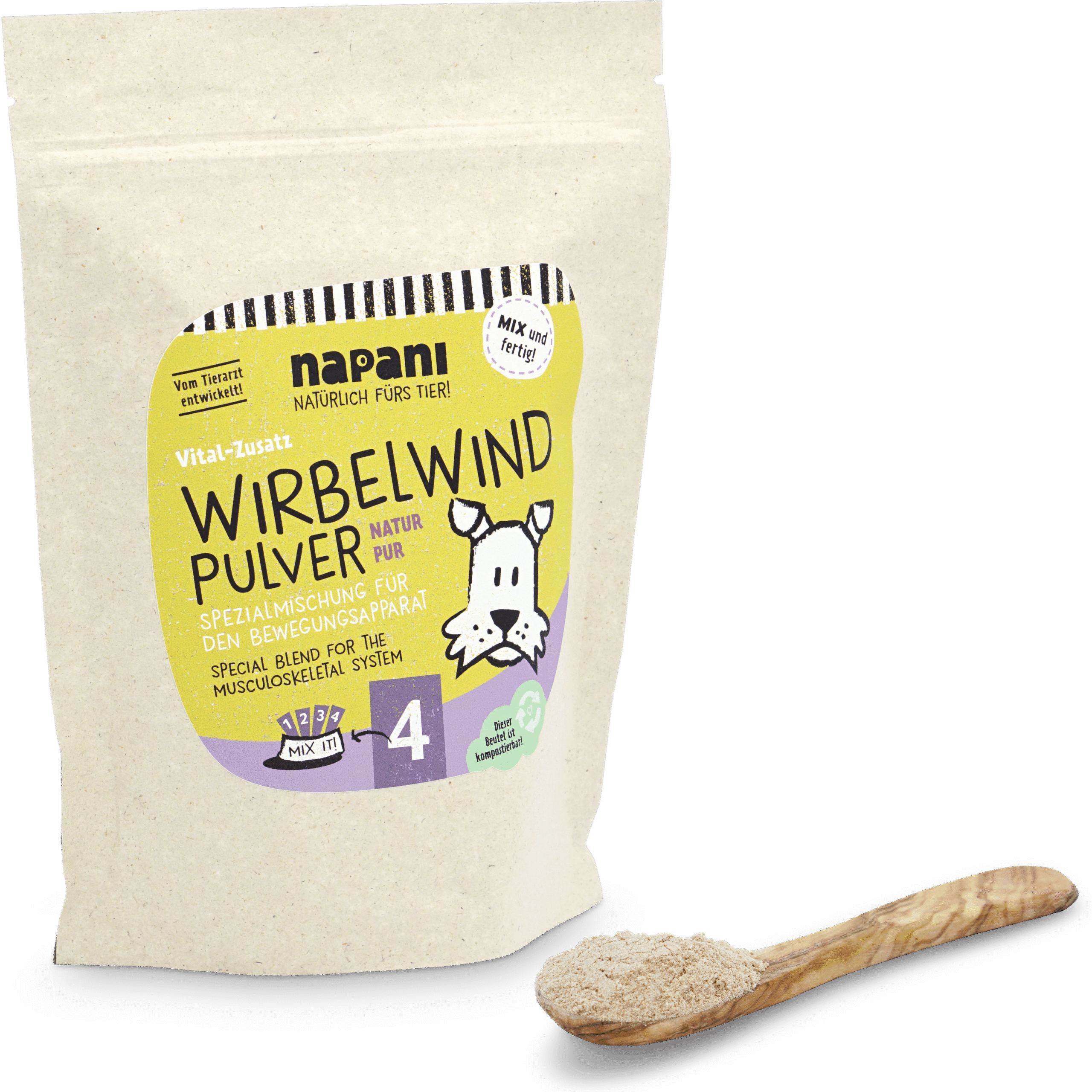 napani_wirbelwind_pulver_mit_loeffel-scaled-1.png Wirbelwindpulver f. Hunde 250g – Bild 1