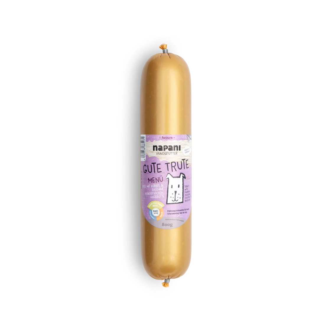 Menü für Hunde "Gute Trute" mit Kürbis und Zucchini im Kunstdarm