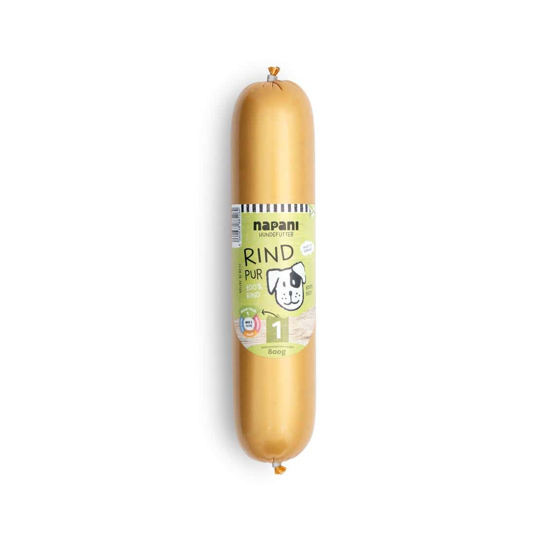 Nassfutter für Hunde, Rind pur im Kunstdarm